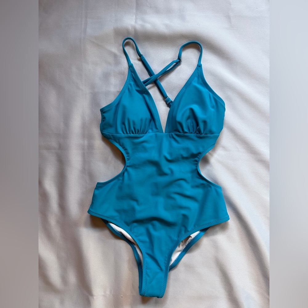 Teal Cutout One-Piece Swimsuit - Unbranded